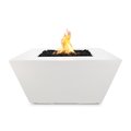 The Outdoor Plus 36 Square Redan Fire Pit - GFRC Concrete - White - Spark Ignition with Flame Sense - Natural Gas OPT-RDN36FSEN-LIM-NG